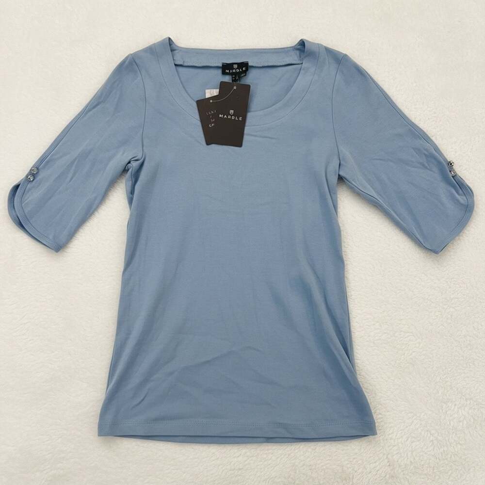 NWT Marble Women's Blue Elbow Sleeve Scoop Neck Top - Size XS
b88